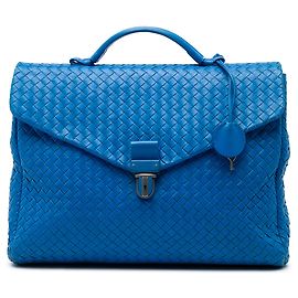 Borsa da lavoro Bottega Veneta Intrecciato in Nappa Blu
