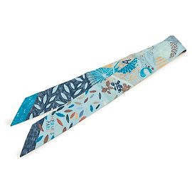 Twilly in seta Hermès Chacun Fait Son Nid Blu