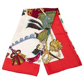 Lenço de seda Hermès Le Timbalier vermelho 90 Scarves