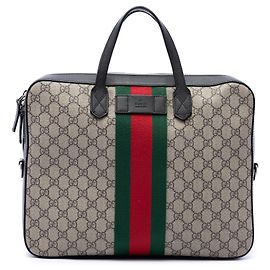 Borsa da lavoro Gucci GG Supreme Web beige