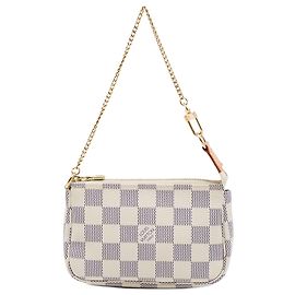 Borsa a mano Louis Vuitton Damier Azur Mini Pochette Accessoires Bianca
