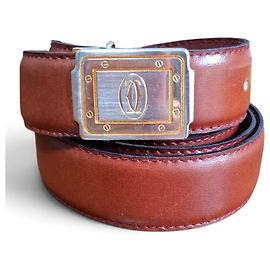 Cinto Vintage "Must de Cartier" Santos em Pele Castanha – Anos 80/90