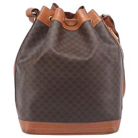 Céline CELINE Macadam Canvas Shoulder Bag PVC Leather Brown Gold Auth 209928 - Jerrillo