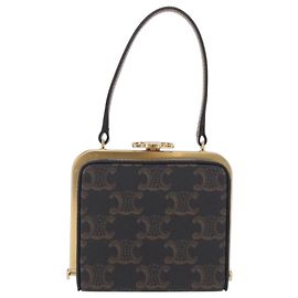 Céline CELINE Macadam Canvas Triomphe Minodiere Hand Bag PVC Black Gold Auth 211460M - Jerrillo