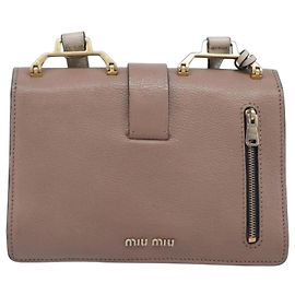 Miu Miu Madras Shoulder Bag Leather Purple Gray Auth 213312 - Jerrillo