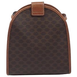 Céline CELINE Bolsa de Ombro em Lona Macadam PVC Couro Castanho Dourado Auth 213322 - Jerrillo