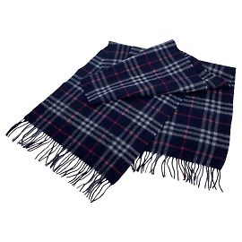 Burberry Cachecol de cashmere xadrez azul marinho vintage e vermelho s of London