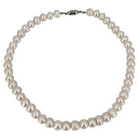 Autre Marque Collar de perlas de agua dulce Vintage White 13mm forma potato con cierre magnético 41cm