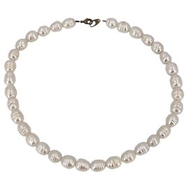 Autre Marque Collana di perle d'acqua dolce Vintage Baroque bianche 12mm 43cm