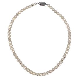 Autre Marque Collana di perle Akoya Vintage White 7mm con chiusura a fagiolo in argento 43cm