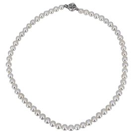 Autre Marque Collana di perle d'acqua dolce Vintage White 7mm con chiusura in filigrana d'argento 43cm