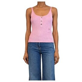 Chanel Camiseta de tirantes de punto lurex rosa - size UK 10