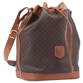 Céline CELINE Macadam Canvas Shoulder Bag PVC Leather Brown Gold