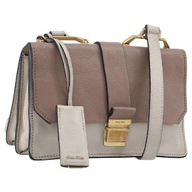 Miu Miu Sac à épaule Madras en cuir Violet Gris