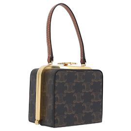Céline CELINE Sac à main Minodiere en toile Macadam Triomphe PVC Noir Or