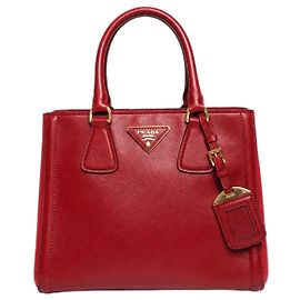 Prada Bicolor Roter Shopper aus Saffiano-Leder