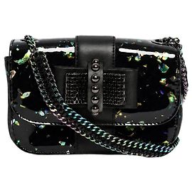 Christian Louboutin Mini mala tiracolo Sweet Charity em couro patente holográfico preto