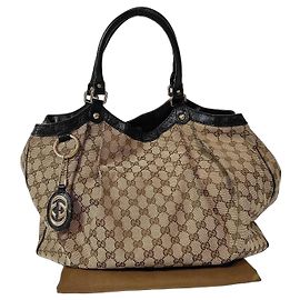 Gucci Sukey Large Monogram Canvas Pelle Beige Nero