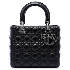 Dior Black Medium Lambskin Cannage Lady Dior