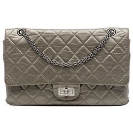 Chanel Gray Quilted Metallic Aged Calfskin Reissue 2.55 Double Flap 227