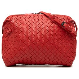 Bottega Veneta Red Nappa Intrecciato Nodini Crossbody