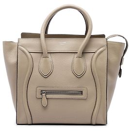 Céline Celine Mini Luggage Tote in pelle di vitello grana Beige