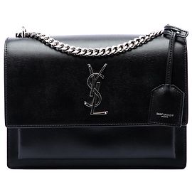 Autre Marque Saint Laurent Black Medium Calfskin Monogram Sunset Crossbody