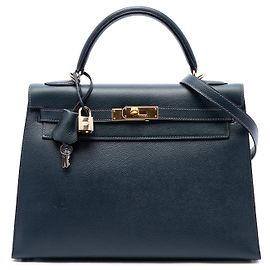 Hermès Blue Courchevel Kelly II Sellier 32