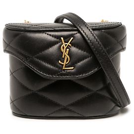 Autre Marque Borsa Vanity Box June Saint Laurent in pelle d'agnello micro trapuntata con monogramma nera