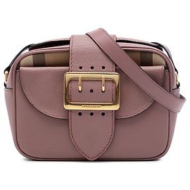 Borsa a tracolla Burberry Pink Small House Check in vitello grana grossa con rifiniture in tela