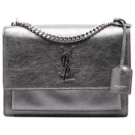 Autre Marque Saint Laurent Silver Medium Metallic Calfskin Monogram Sunset Crossbody