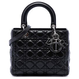 Dior Black Medium Lambskin Cannage Lady Dior