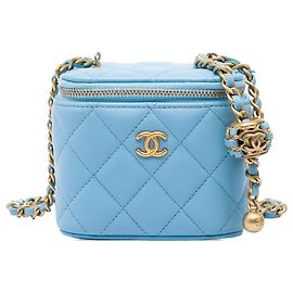 Chanel Blue Mini Lambskin Pearl Crush Vanity