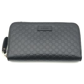 Portafoglio lungo Gucci in Microguccissima nero