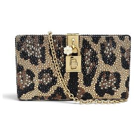 BORSA A MANO DOLCE & GABBANA BOX STRASS LEOPARD MINAUDIERE POCHETTE CLUTCH