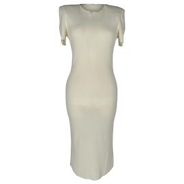 Vestido midi de malha Alexander Mcqueen em viscose branca