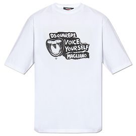 Dsquared2 x Magliano T-Shirt aus weißer Baumwolle mit Grafikprint