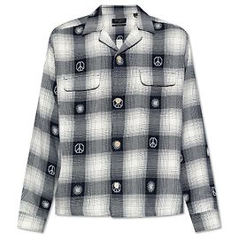 Autre Marque Camicia AllSaints Castor a quadri in cotone blu navy