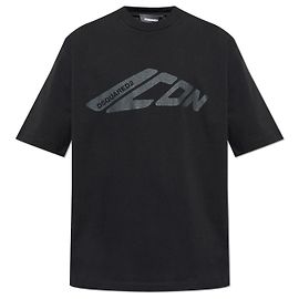 T-shirt noir en coton avec logo ICON Dsquared2