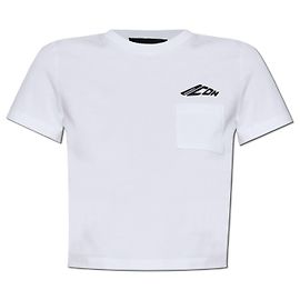 T-shirt cropped bianca con logo Dsquared2 in cotone