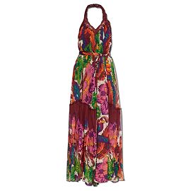 Etro Vestido de seda com inserções de renda