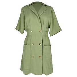 Sandro Kurzkleid mit zweireihigem Verschluss aus grüner Baumwolle