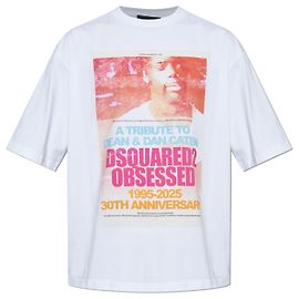 T-shirt branca com logótipo Dsquared2 em algodão