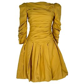 Robe mini plissée Minnie Khaite en coton jaune moutarde