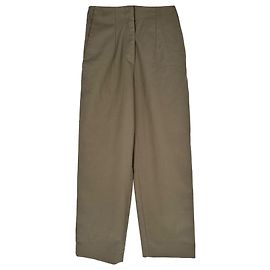 Sandro High-Rise Straight-Leg Trousers in Olive Polyester