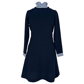 Sandro Langarm-Minikleid aus dunkelblauem Polyester
