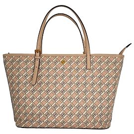Saco Tote com Zíper Tory Burch Geo em Lona Revestida Blush Pink