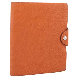 Hermès HERMES Yuris PM Day Planner Cover Leather Orange Silver