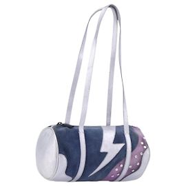 Miu Miu Hand Bag Suede Navy Silver