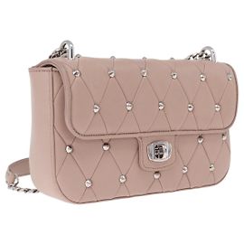 Miu Miu Studs Chain Shoulder Bag Leather Pink Silver